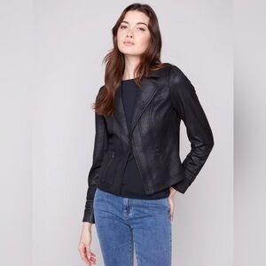 CHARLIE B Faux Black Leather Jacket